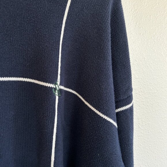 Vintage Nautica Sweater Windowpane Cotton Pullover 90's Dad Preppy - Picture 3 of 8